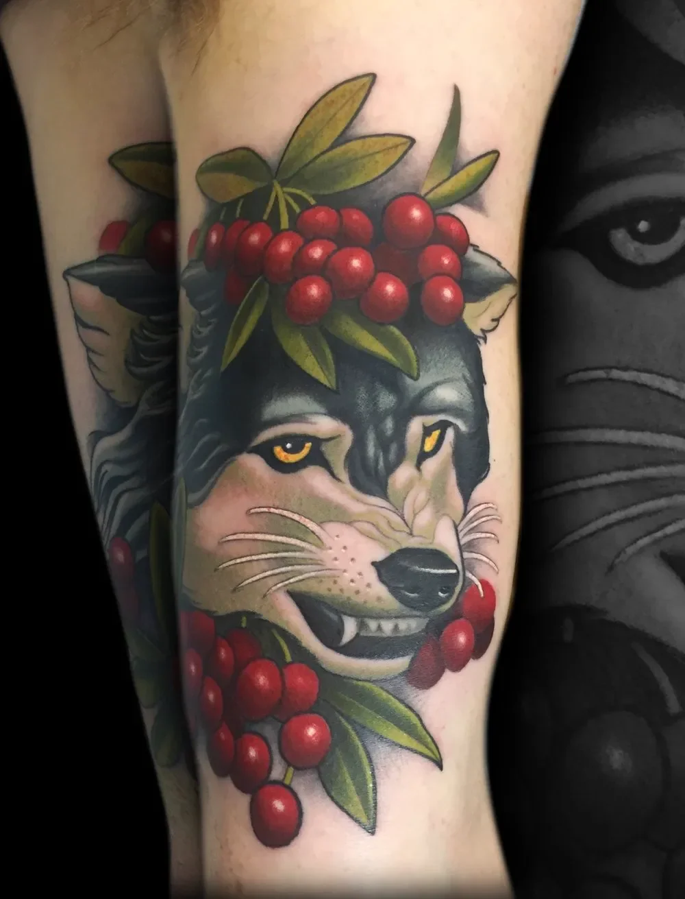 Wolf and Berries Tattoo