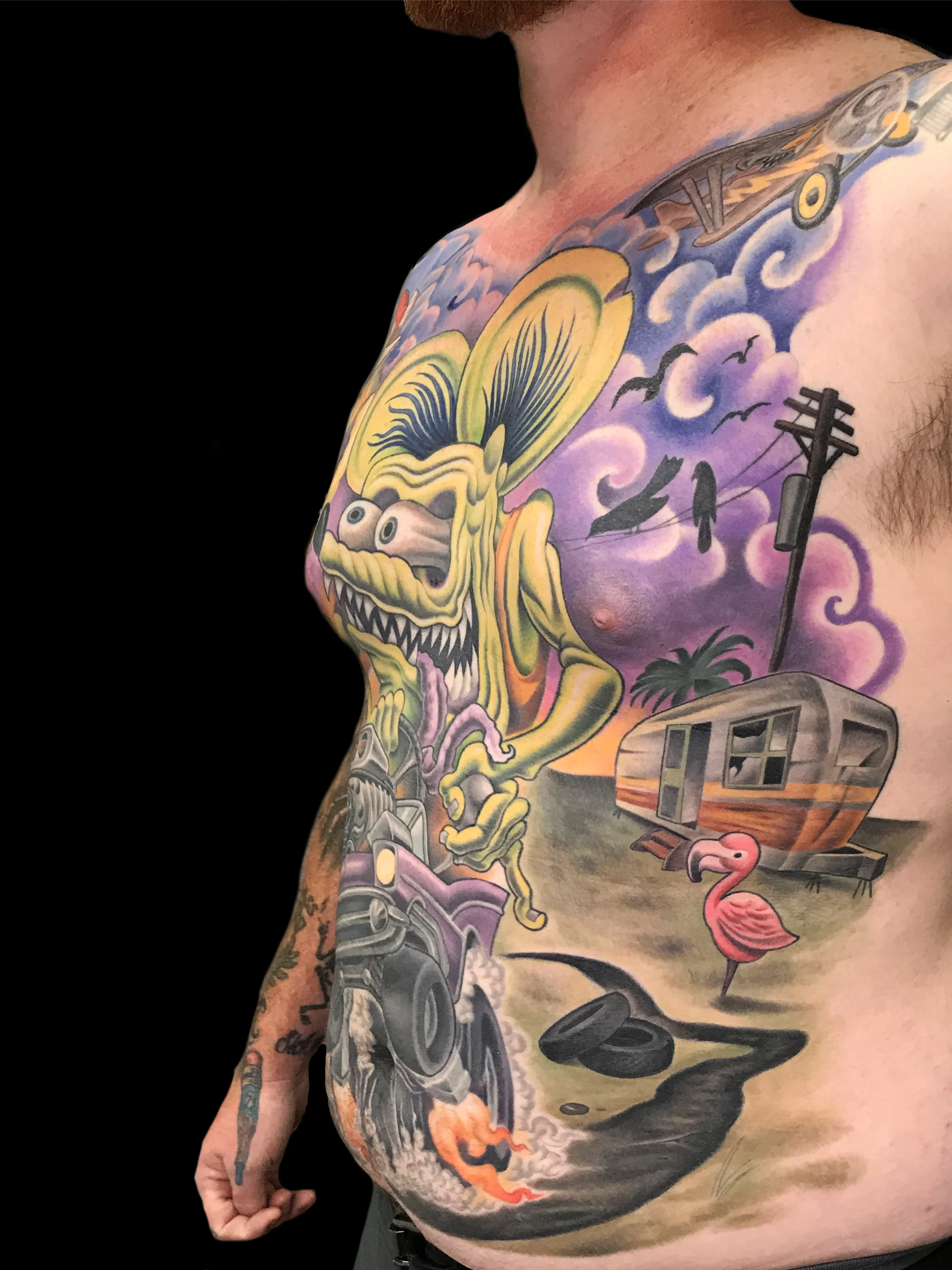 Rat Fink Front Torso Tattoo
