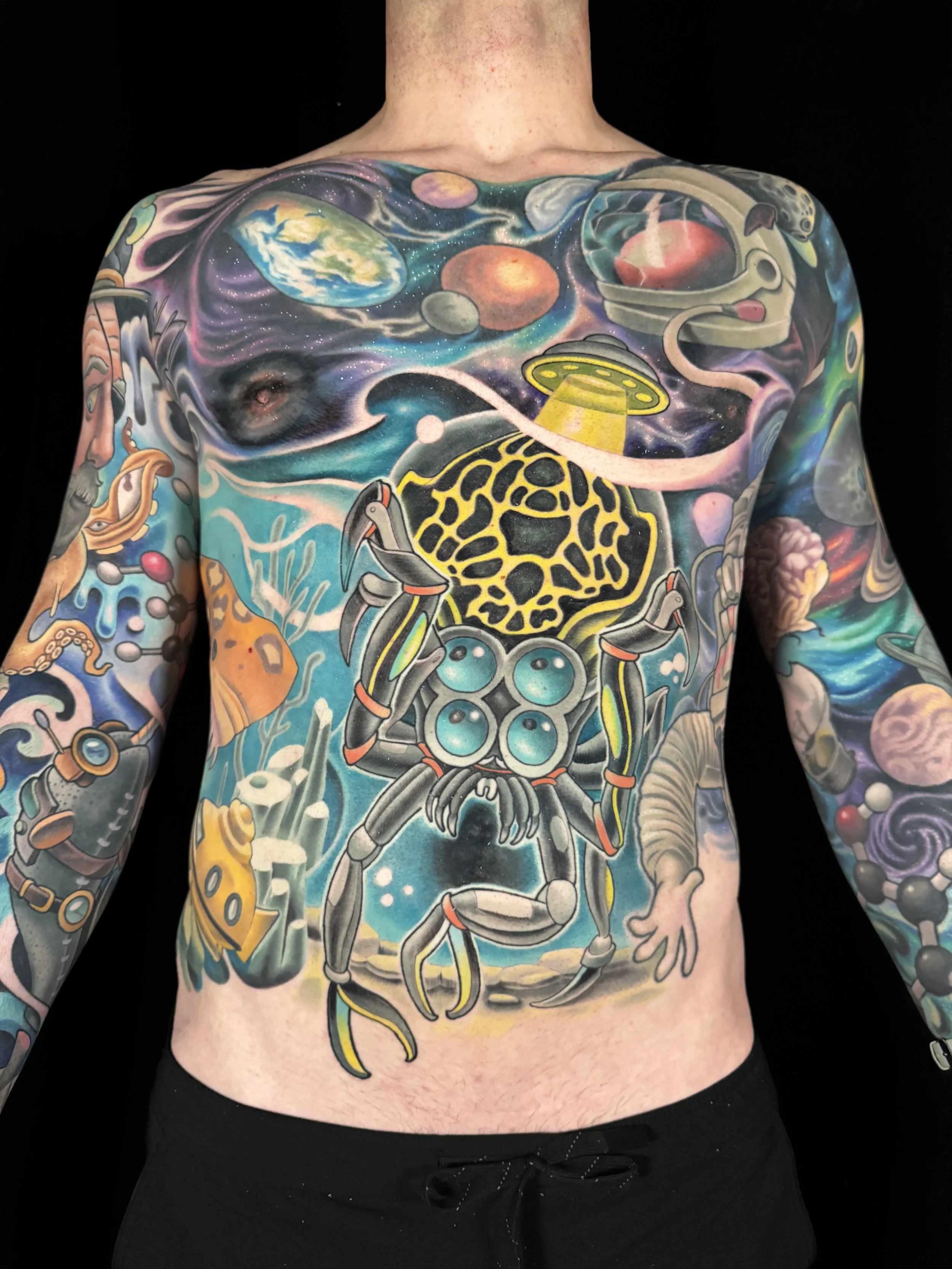 nautical and space torso tattoo
