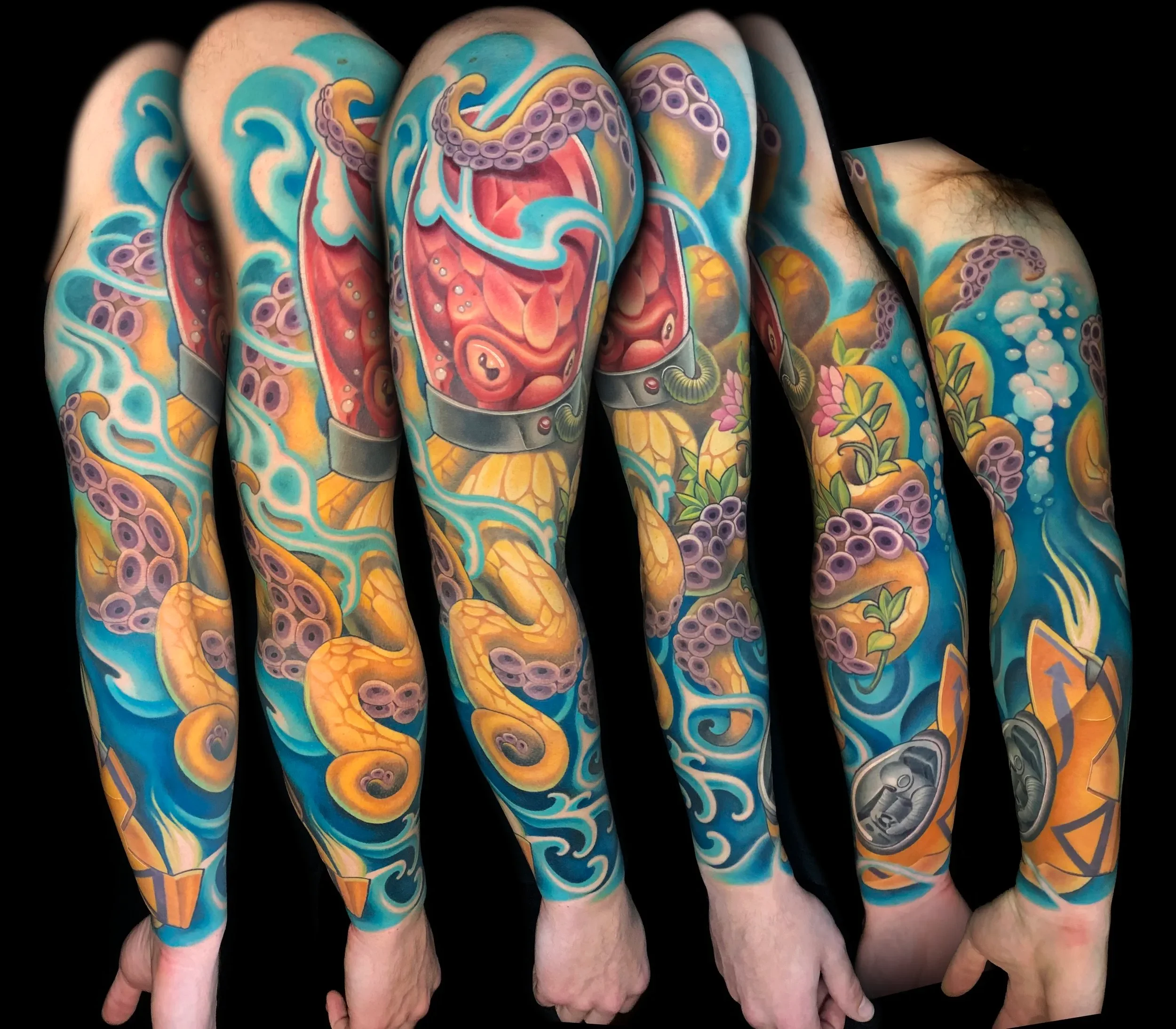 Tentacle Alien Full Sleeve Aquatic Tattoo