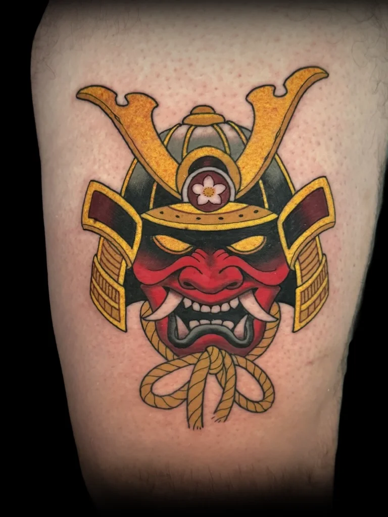 Red Samurai Mask Tattoo