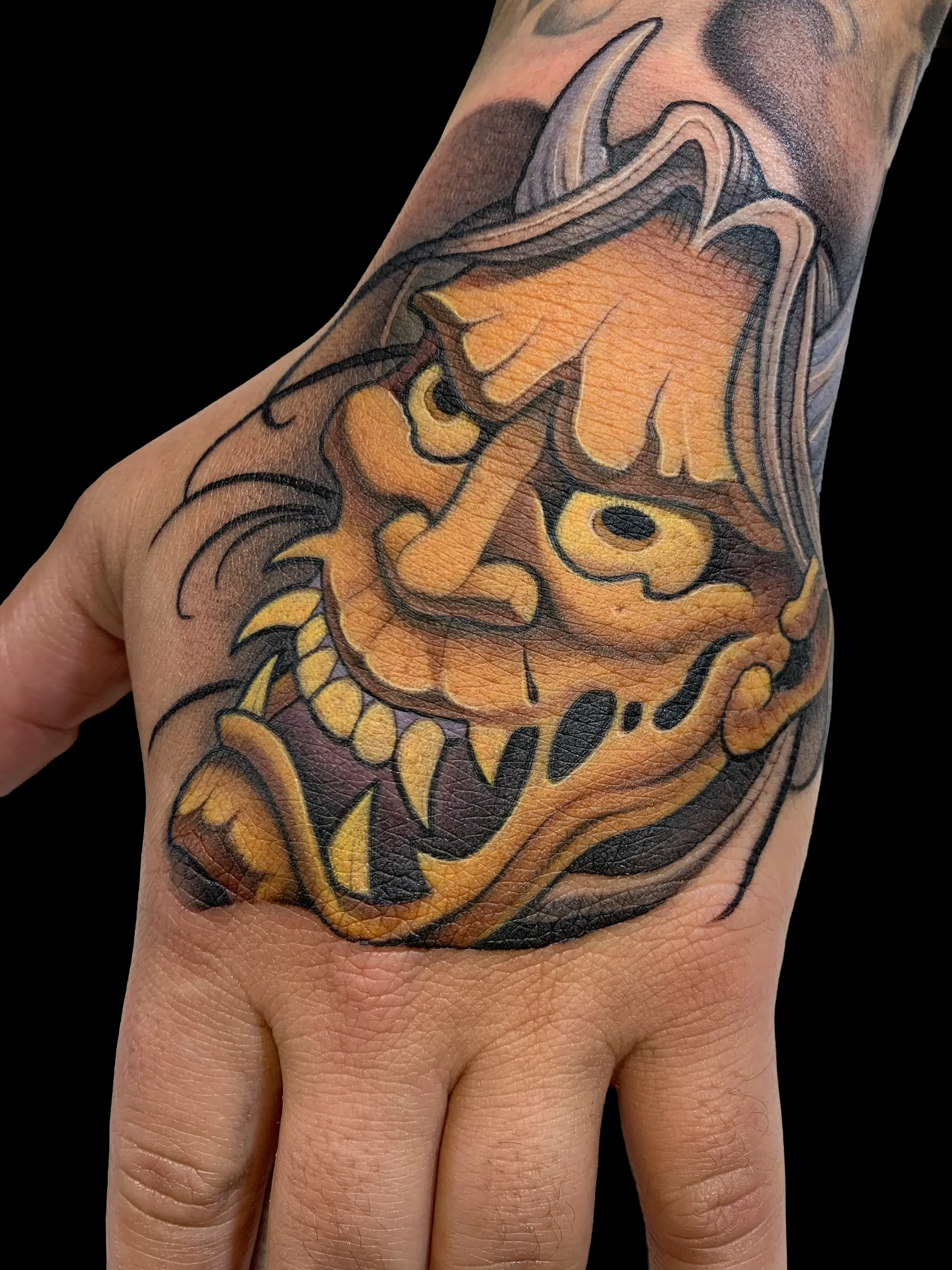 Yellow Hanya Mask Tattoo
