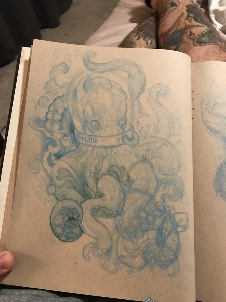 Alien sleeve tattoo sketch in pencil 