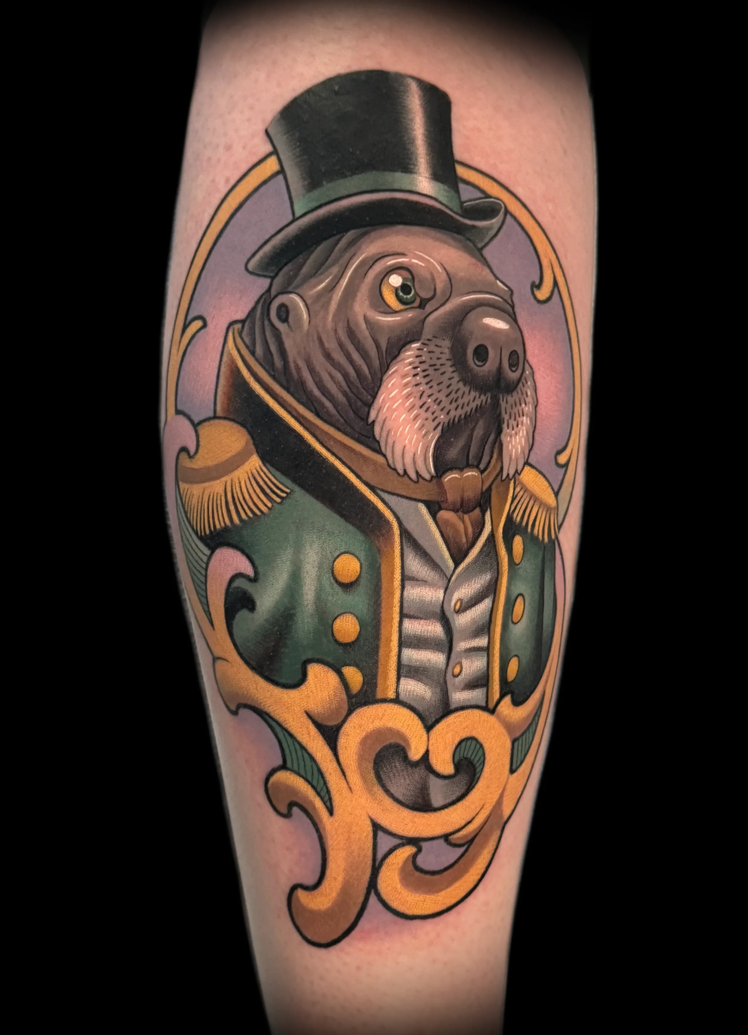 Gentleman Walrus in a Top Hat Tattoo