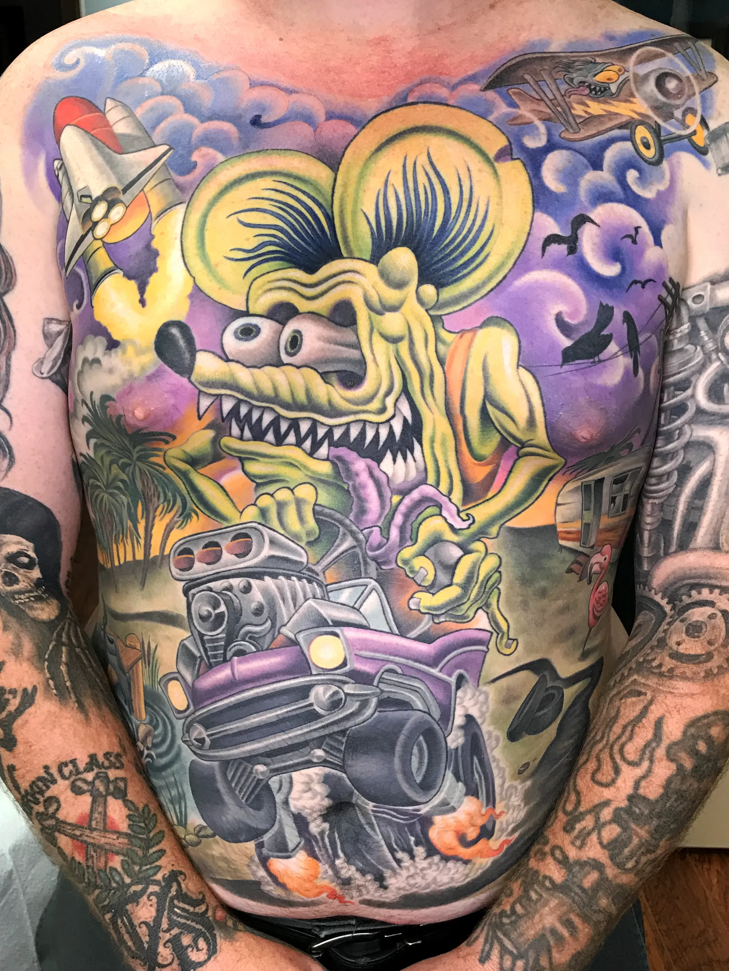 Rat Fink Full Torso Tattoo