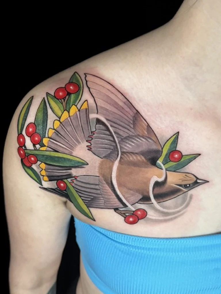 Bird Tattoo Cedar Waxwing 