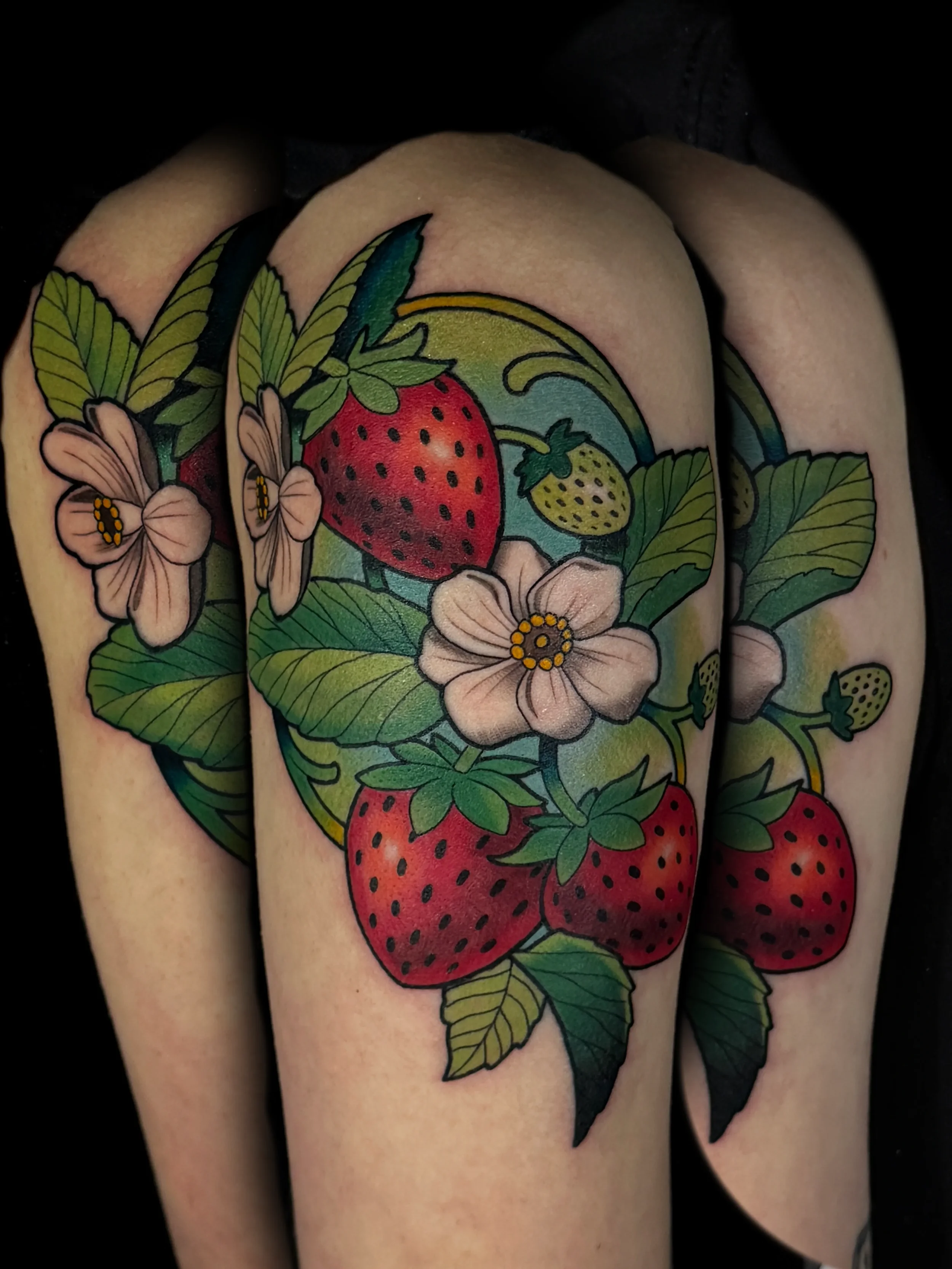 Neo Traditional Strawberries Tattoo