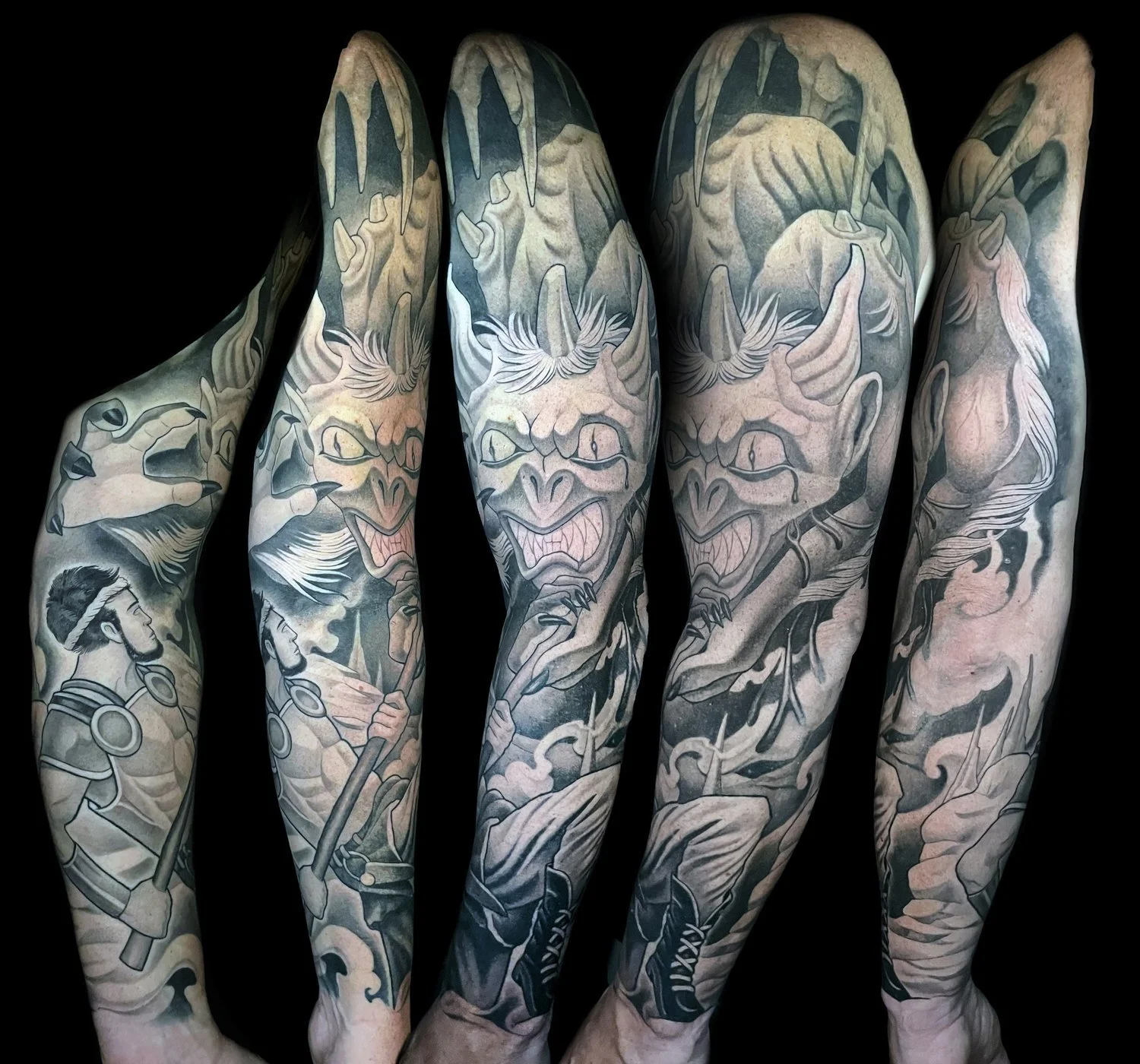 Beowulf and Grendel arm sleeve 