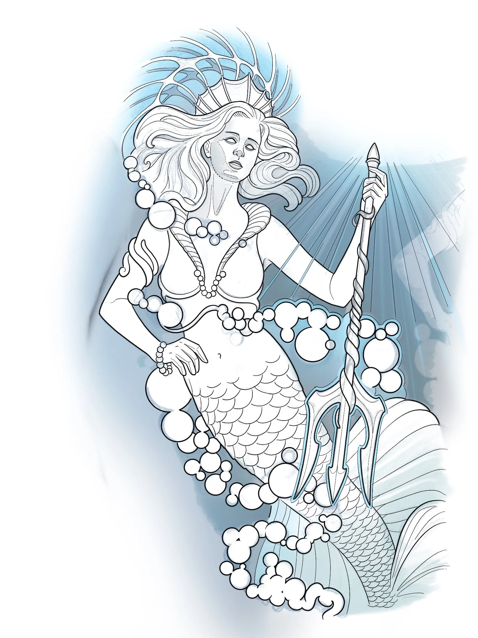 Mermaid Tattoo Sleeve Sketch
