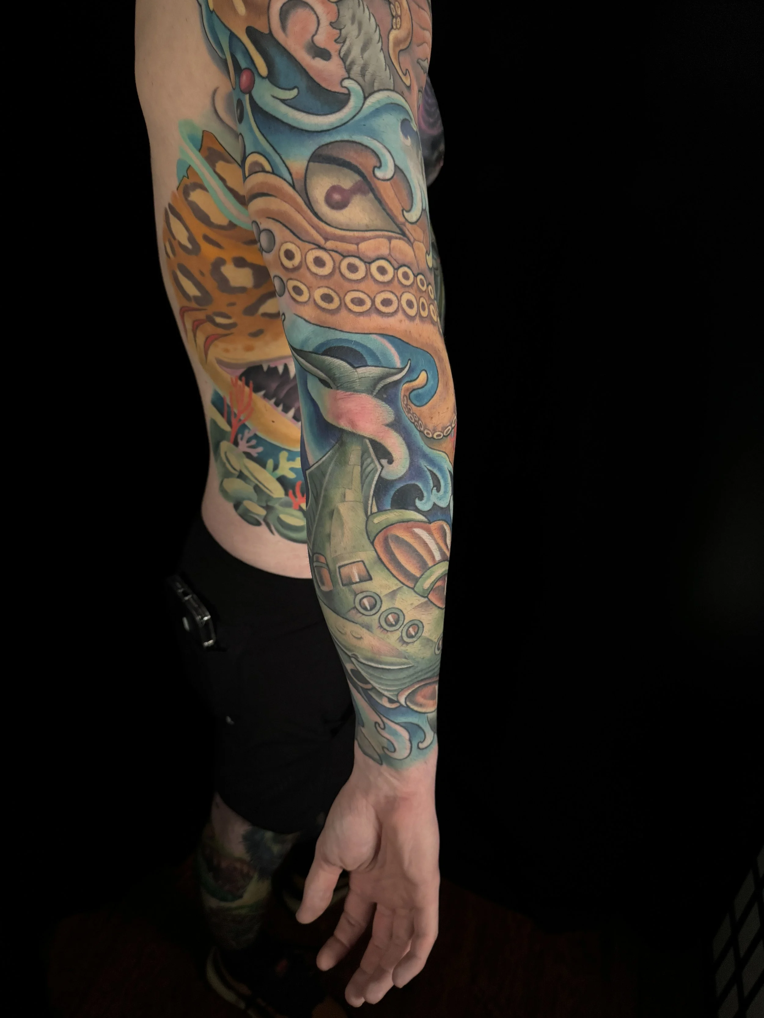 psychedelic nautical tattoo sleeve