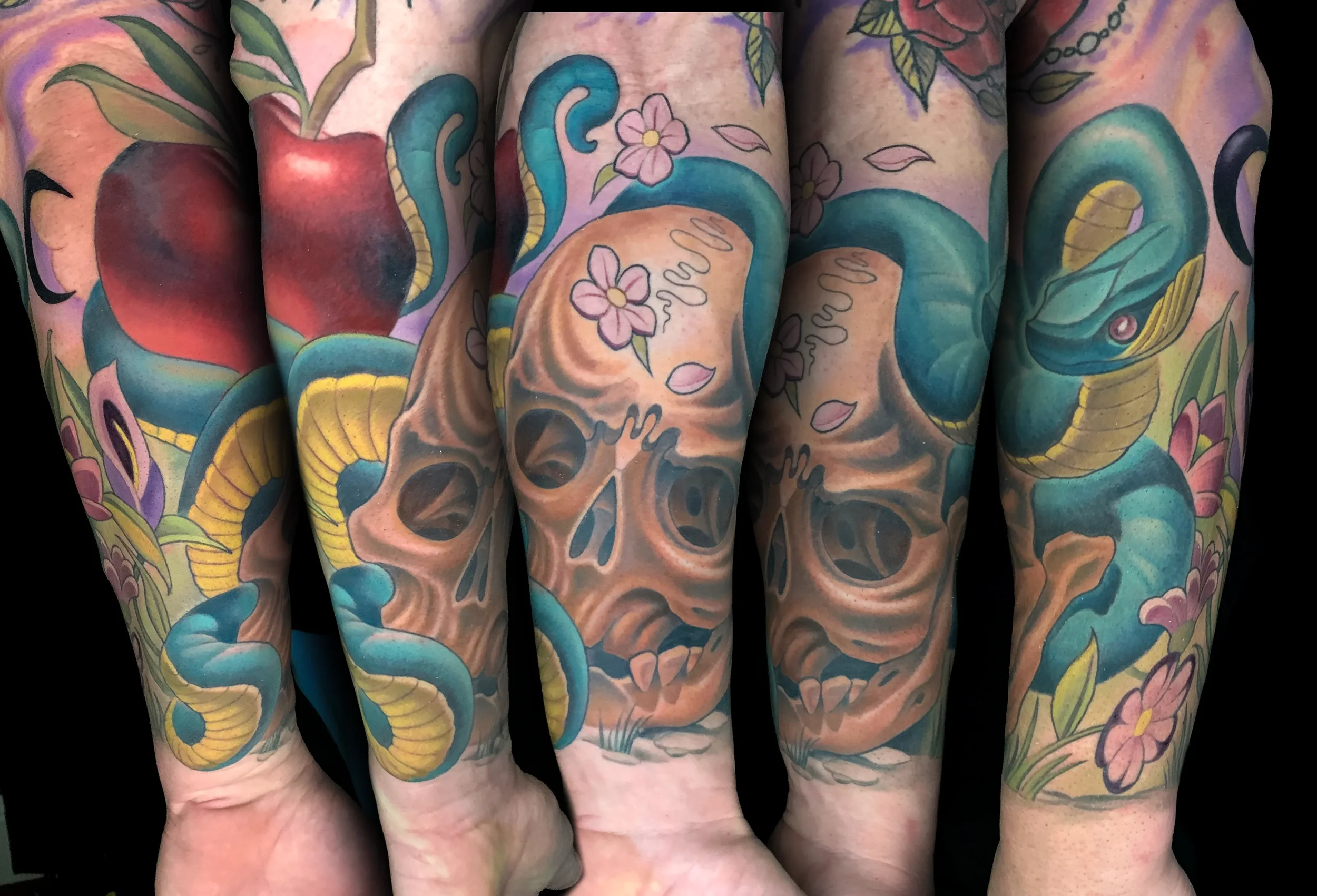 Adam and the Serpent Skull Tattoo 