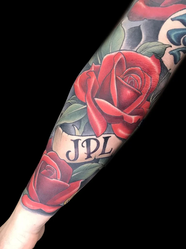 Neo Traditional Roses Tattoo