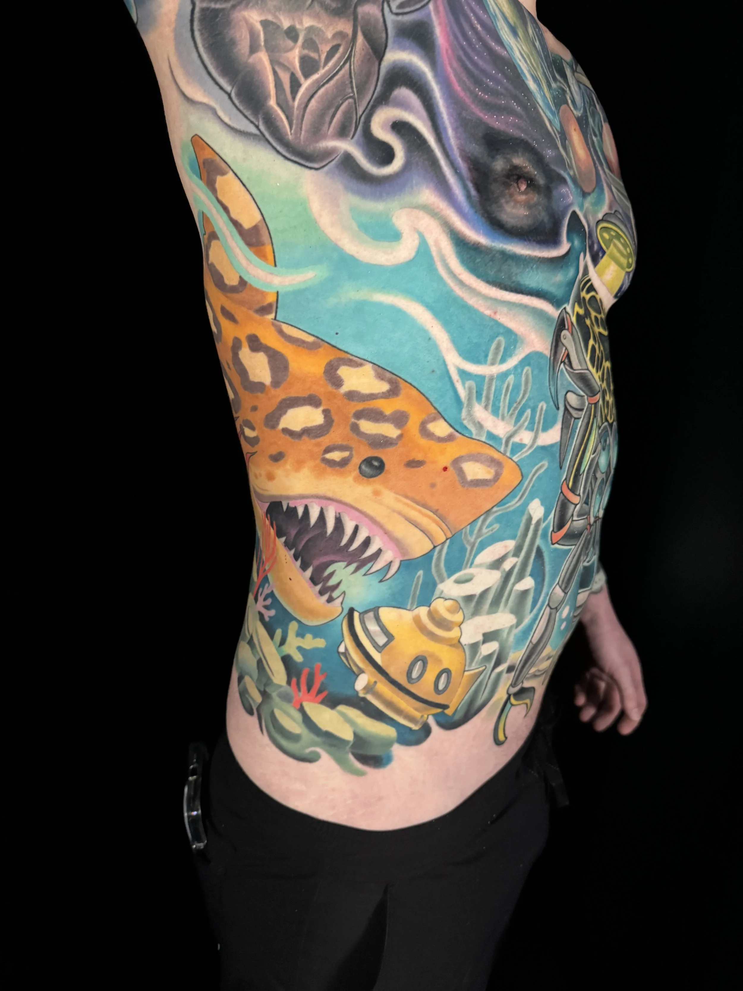 leopard shark life aquatic tattoo