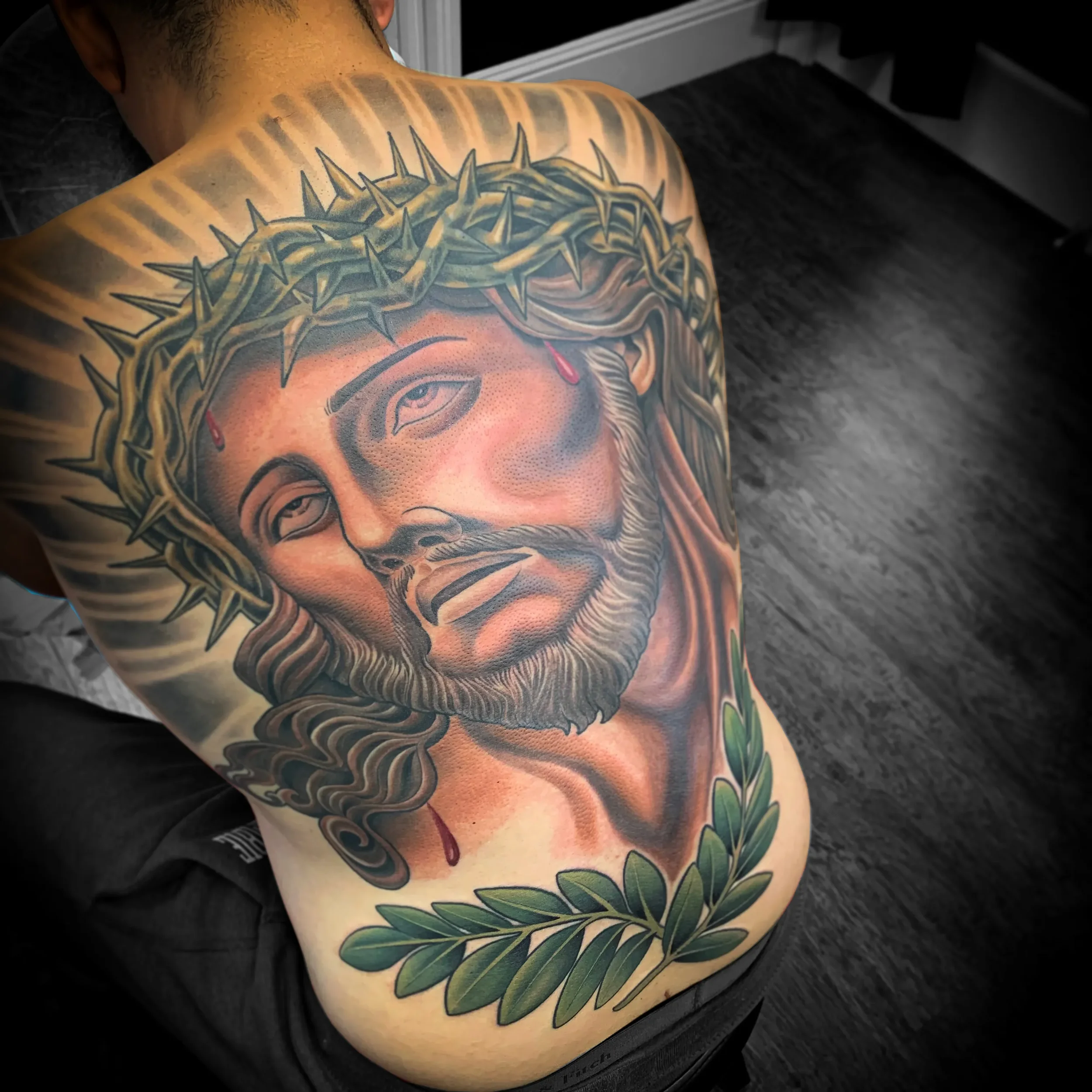 Jesus Christ Full Back Piece Cover-up Tattoo