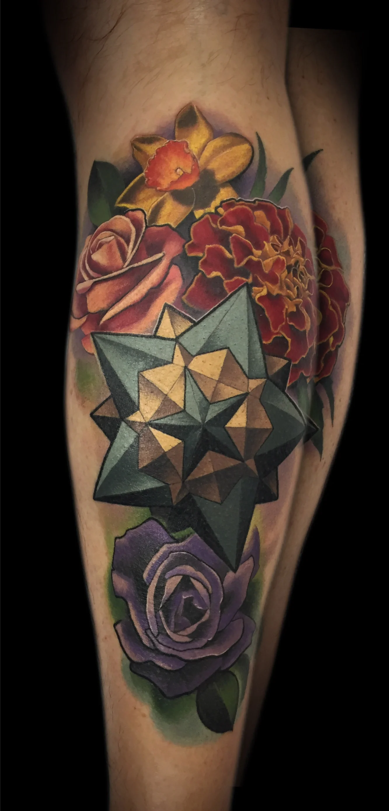 Geometry and Flowers Tattoo