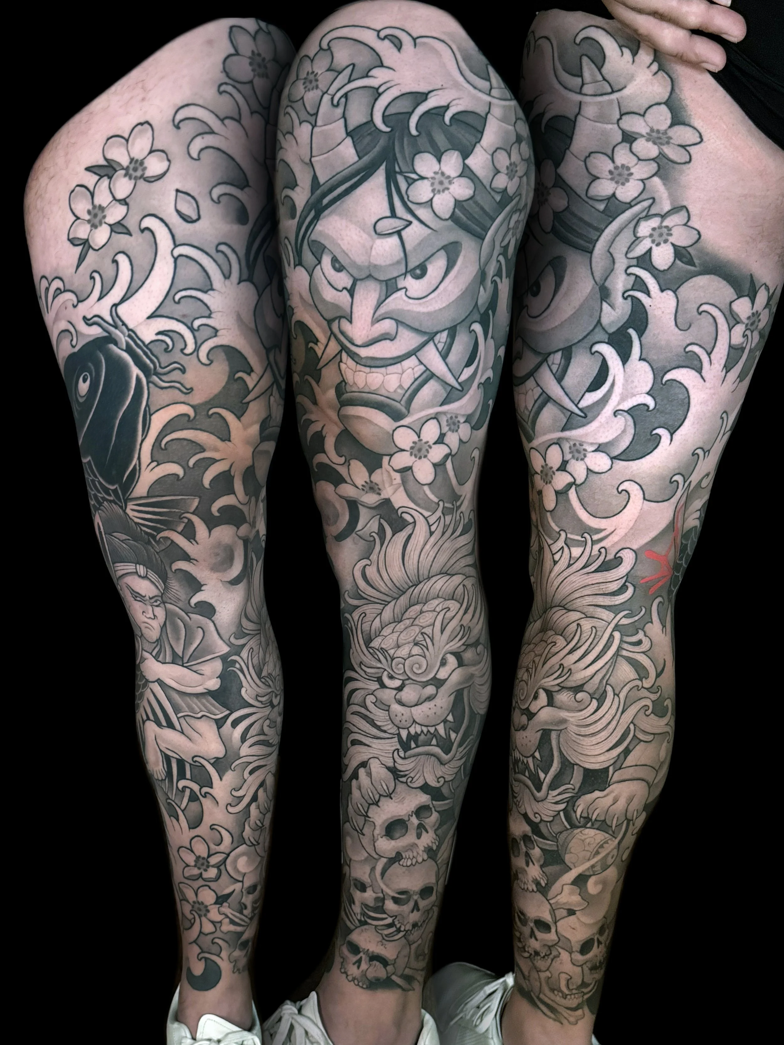 Japanese Leg Sleeve Hanya and Fu Dog 