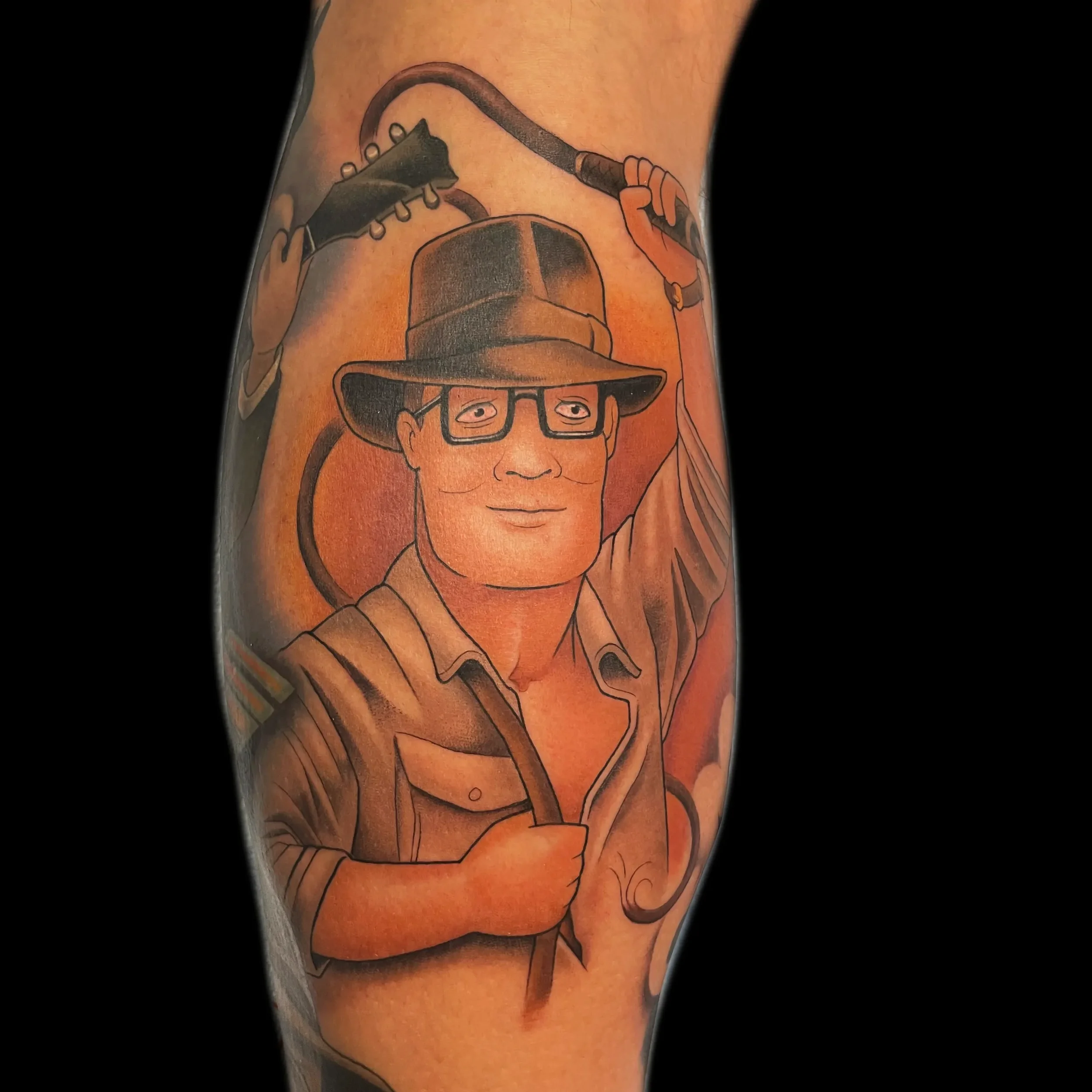 Hank Hill Indiana Jones Mashup Tattoo