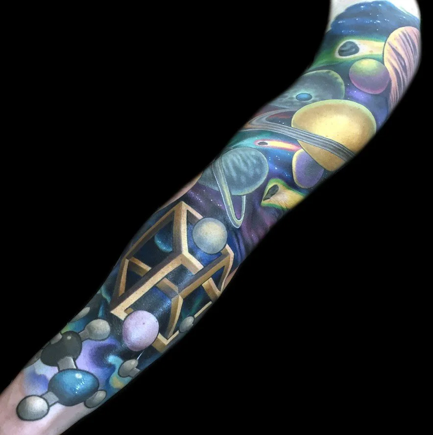 Space Sleeve Tattoo Molecules