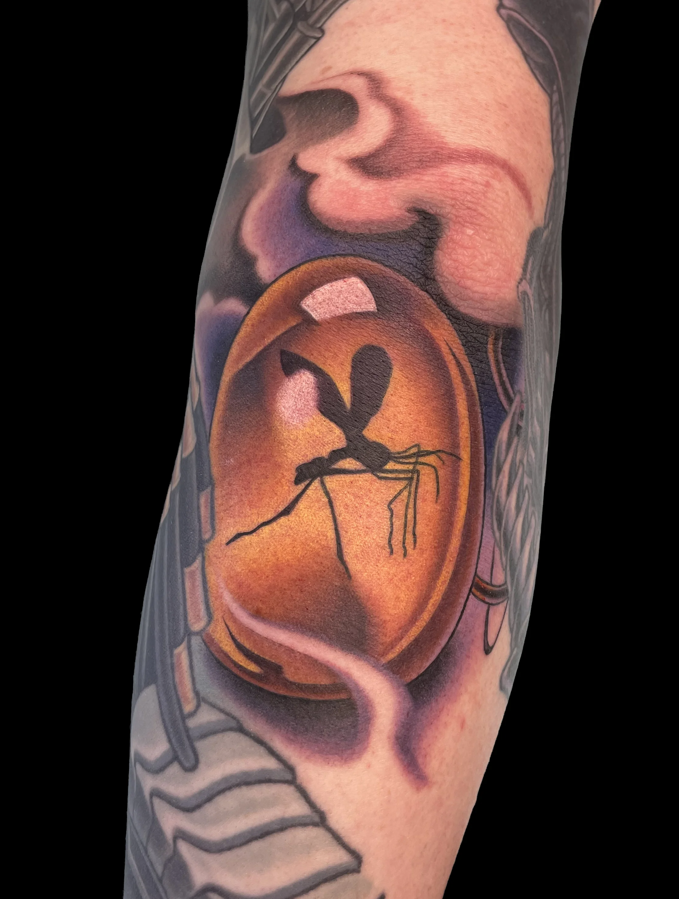 Jurassic Park Mosquito in Amber Tattoo