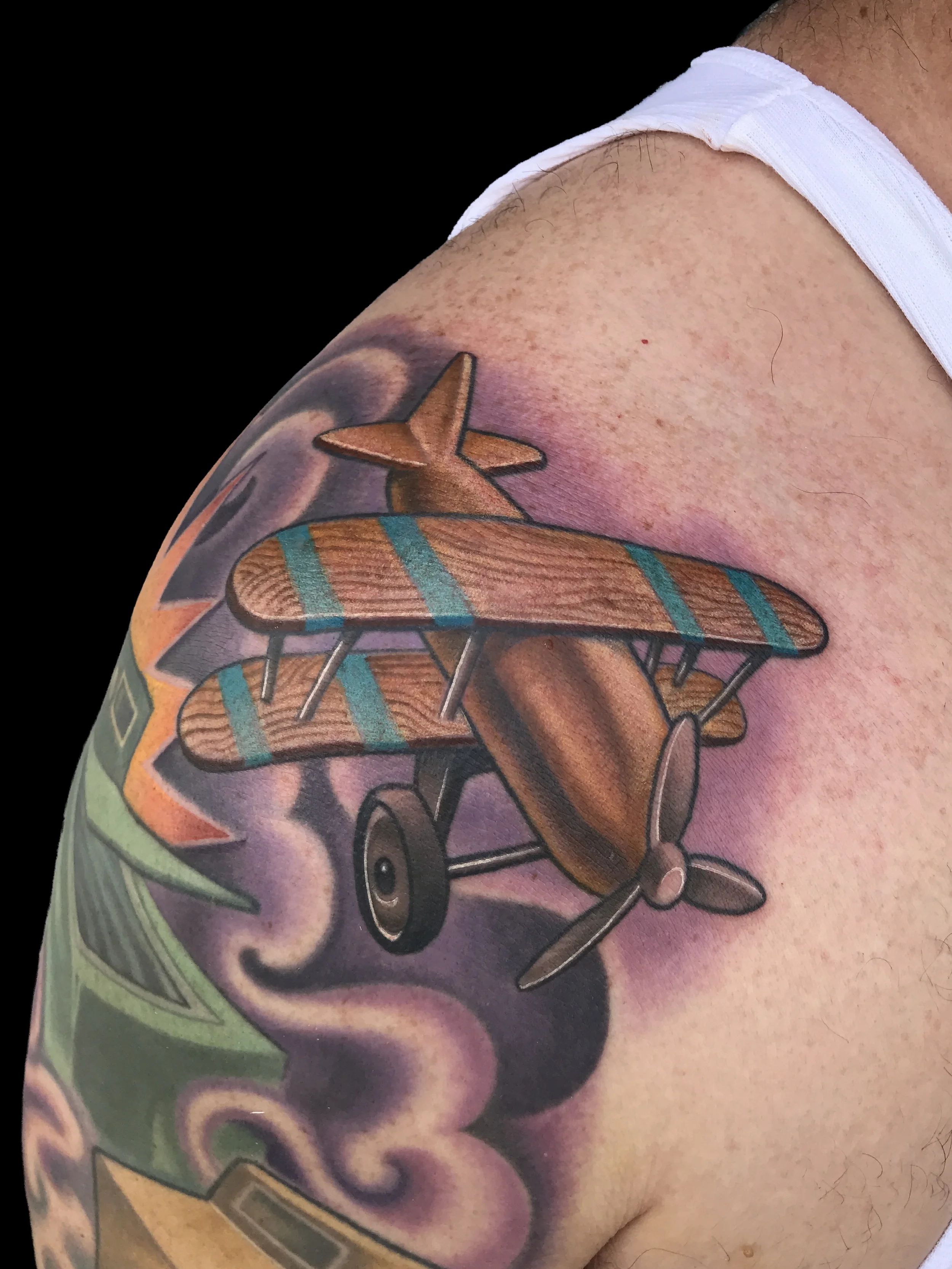 Wooden Airplane Toy Tattoo