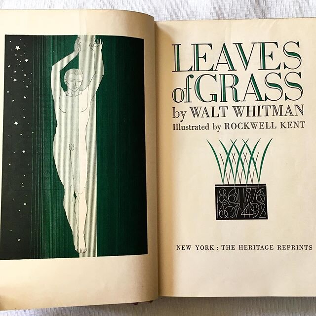 Today&rsquo;s distraction-&lsquo;Leaves of Grass&rsquo; by Camden County&rsquo;s hometown hero, Walt Whitman. This volume, illustrated by Rockwell Kent, is a reproduction, but I still feel lucky to own it. #ohcaptainmycaptain