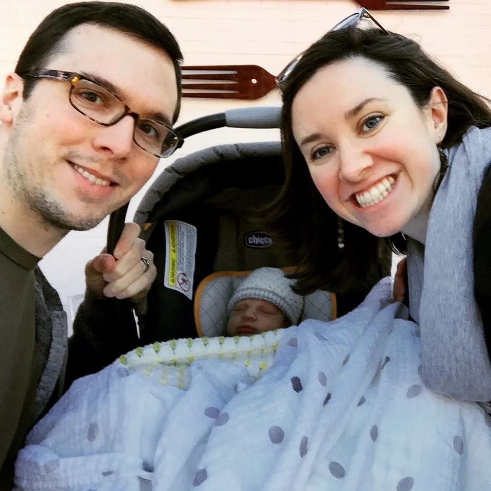 Our first brunch outing as a family of three - with smiles even!