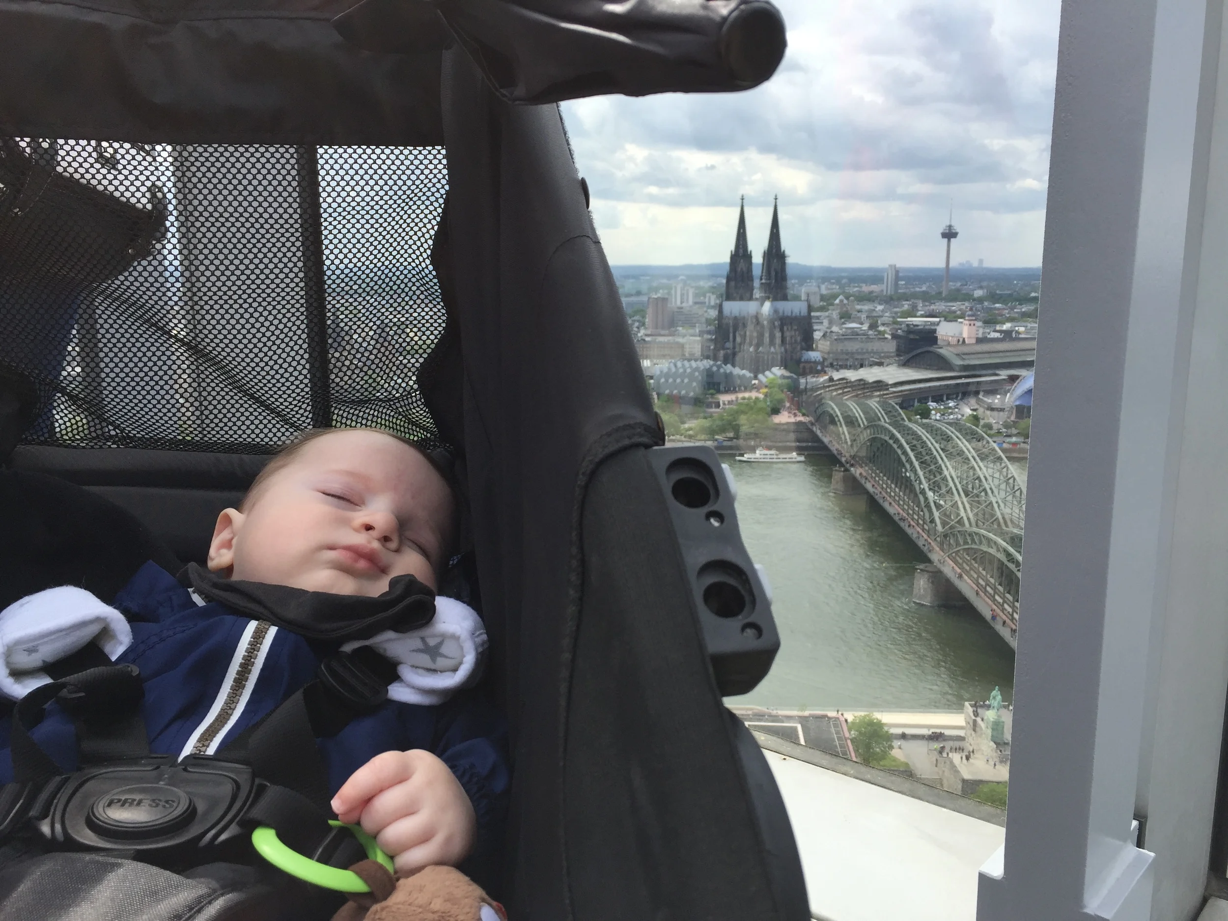 Miles was enjoying a nap, but he still got his selfie with the Cologne skyline :)