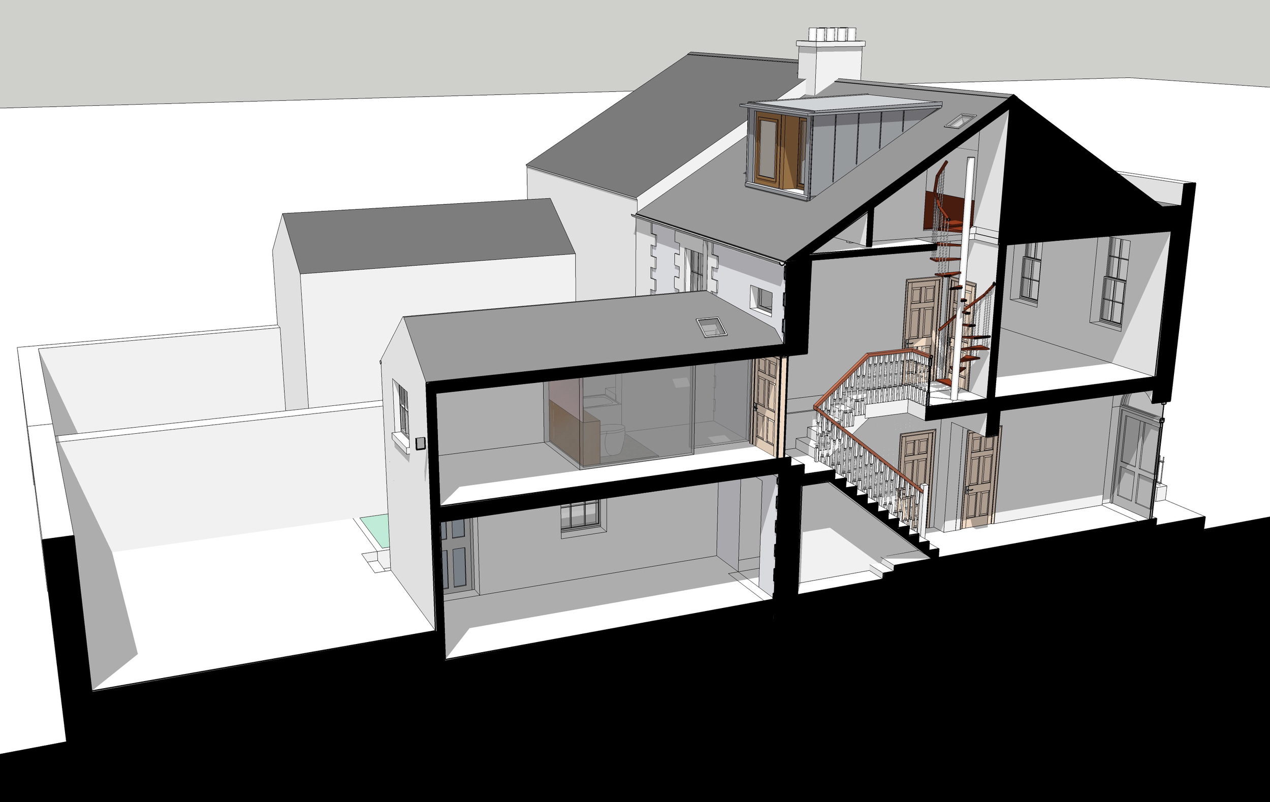 Section Drawing Through the House