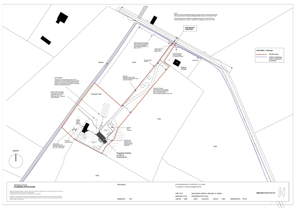 Proposed site plan showing existing farm ruins