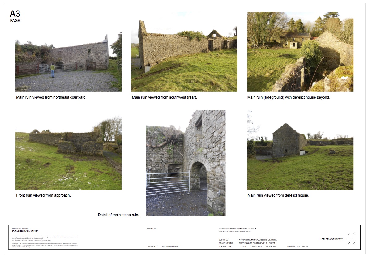 Photographs of the site and ruins showing changes in level.