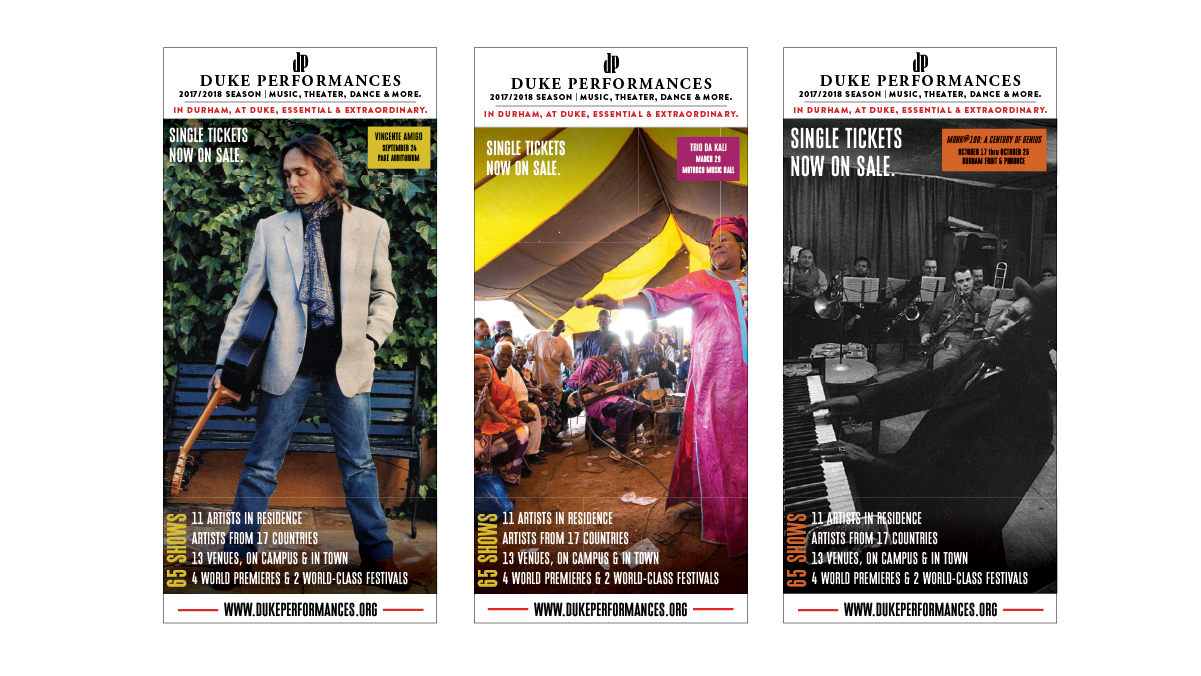 Selected ads for the Independent Weekly for Duke Performances