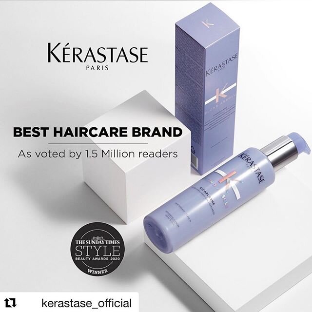 1.5 Million readers have voted and we are so proud to announce that #Kerastase has been elected for the second year in a row the #1 Best #HairCare Brand by @theststyle readers for 2020 #StyleBeautyAwards. .
.
.
.
#sixpencesalonandspa #greenvillesalon