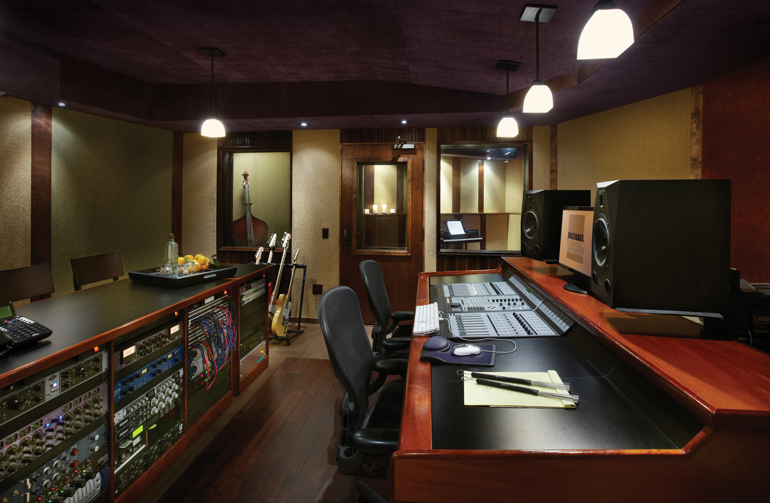 Control Room with view of Live Room and 1 of the 2 Vocal Booths