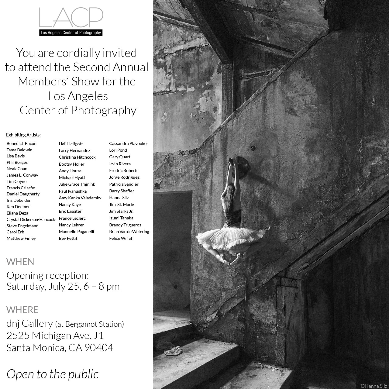   LACP 2nd Annual Member Show.   Juried by Patricia Lanza, Director, Talent &amp; Content at the  Annenberg Space for Photography.  