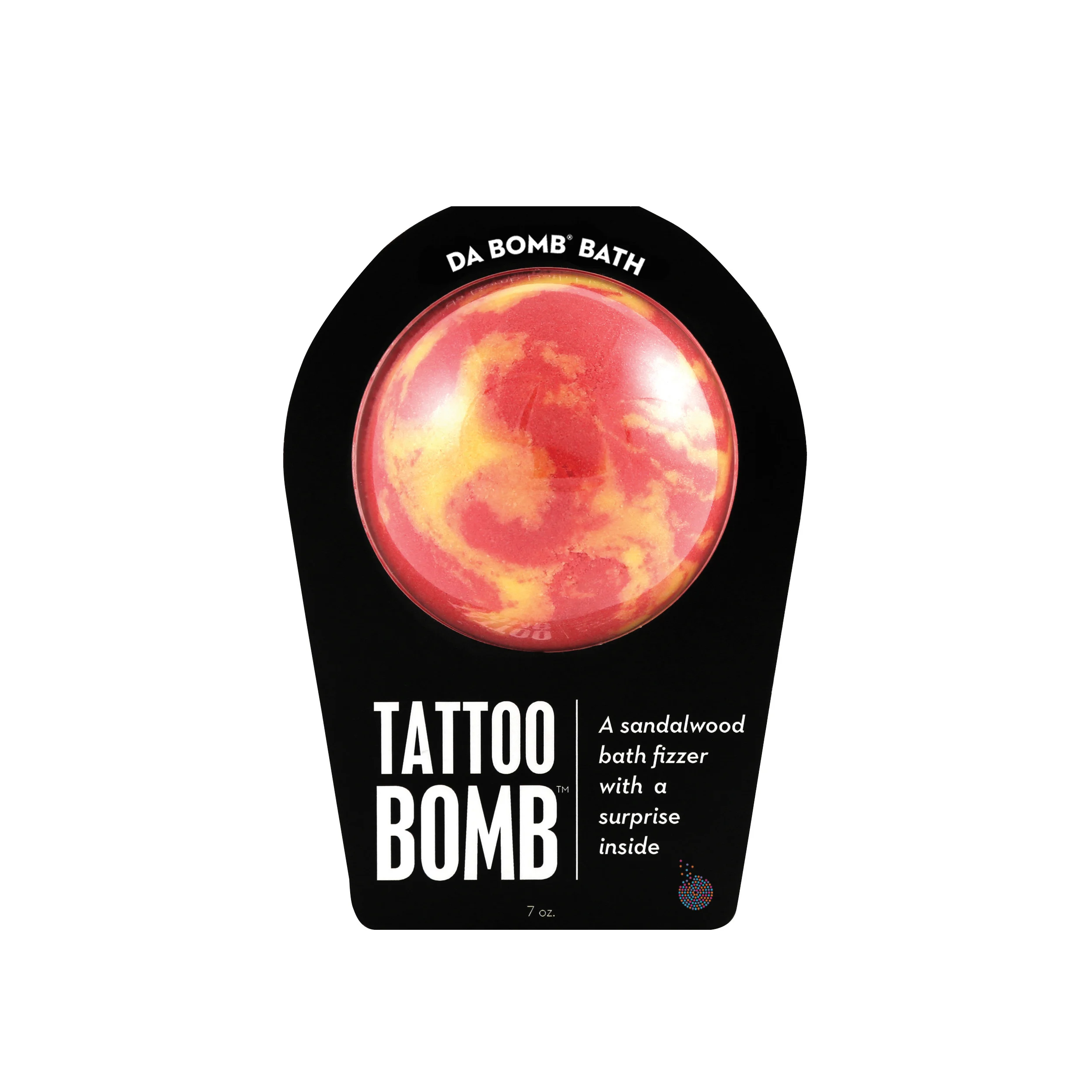 Red and yellow Tattoo Bomb with a surprise inside, scented as sandalwood