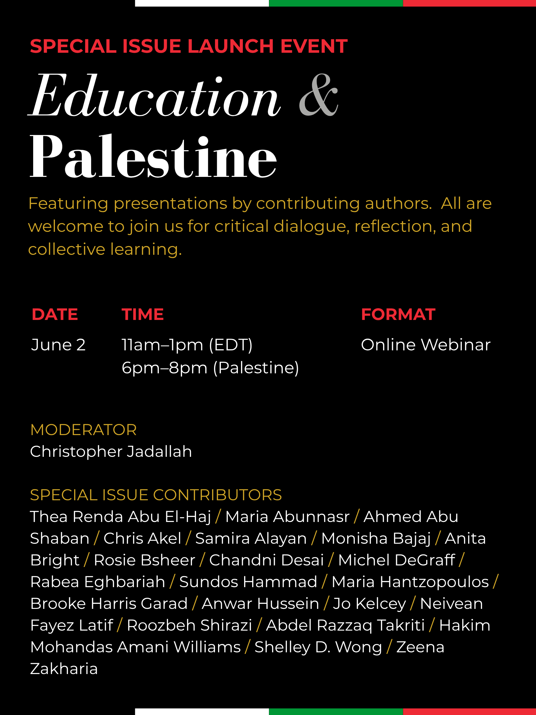 Education &  Palestine Special Issue Lanuch Event