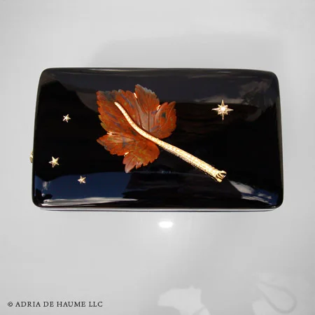 Black Obsidian Box with Red Jasper Leaf