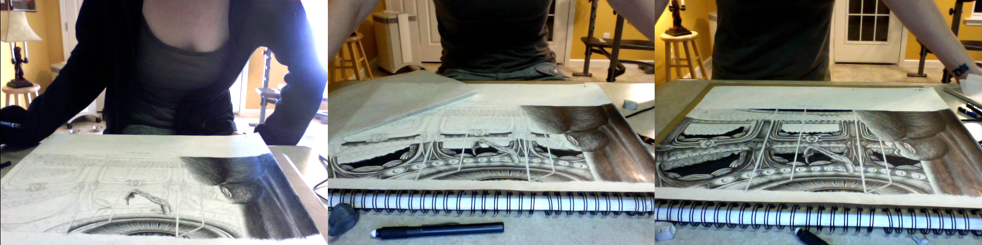 These illustrations were due one week apart, and I was taking three other classes at the time. I remember having to stay up literally all night to finish this drawing in time for critique the next morning - my first college all-nighter! 