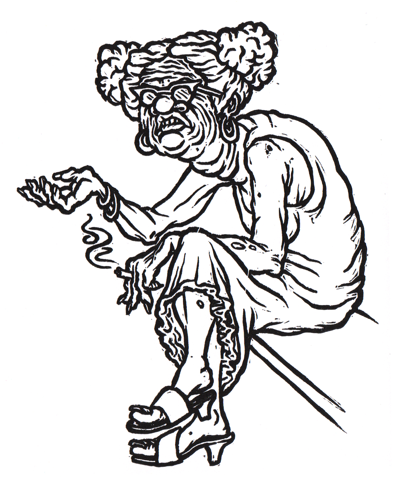 Nasty Woman, Linocut Print, 4"x6"