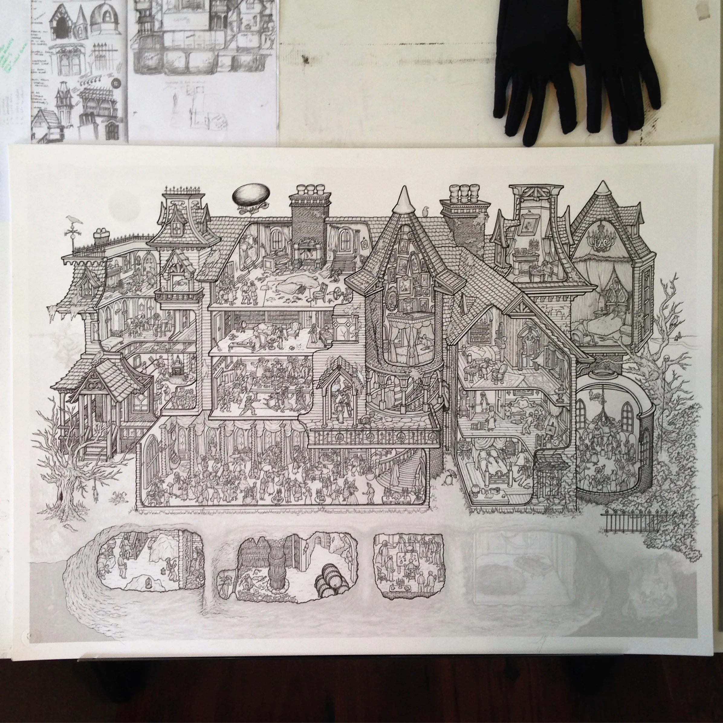 Making The Edgar Allan Poe Macabre Mansion Carden Illustration