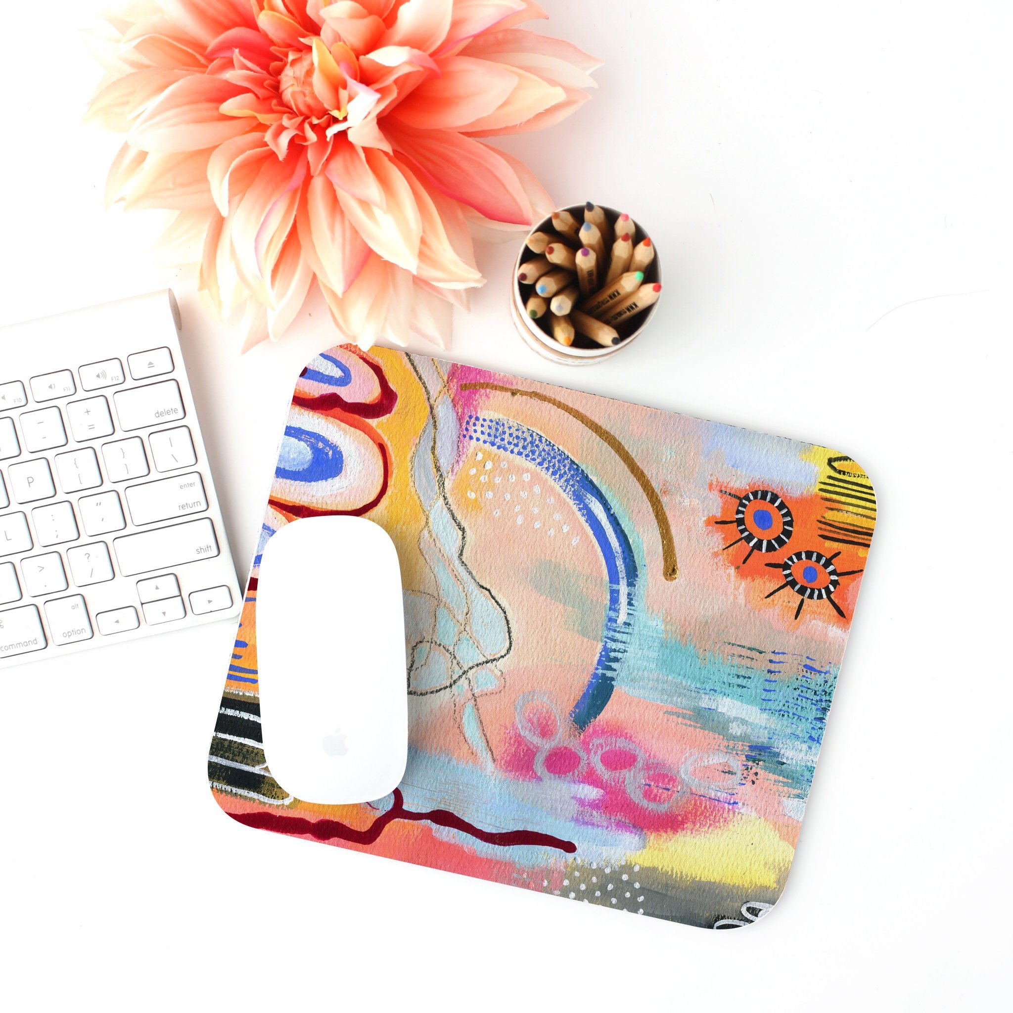 Mousepad - Modern Art Abstract Hand painted Gouache Reproduction Desk Accessory