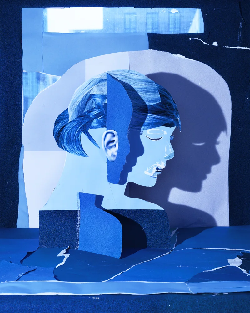 Daniel Gordon, Crescent Eyed Portrait (in Blue) , 2013, C-Print, 40 x 30 inches