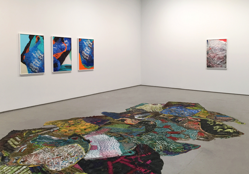 Top and bottom: Installation views, Miranda Lichtenstein, “more Me than mine,” Elizabeth Dee, NY. (Photos: Chris Murtha)