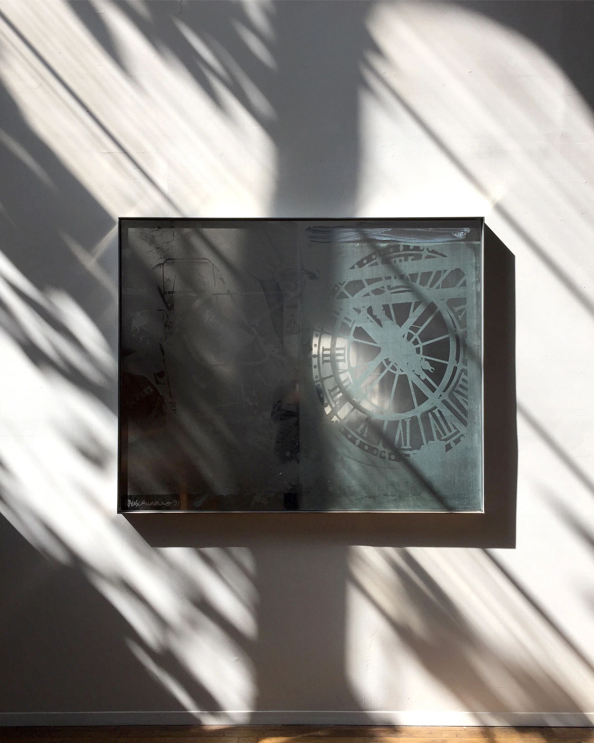 Installation view of Time Scan (Phantom , 1991) in the Chapel, the artist’s former studio. Robert Rauschenberg, Night Shades and Phantoms , Robert Rauschenberg Foundation, NY, March 14 – July 19, 2019. Photo: Chris Murtha.