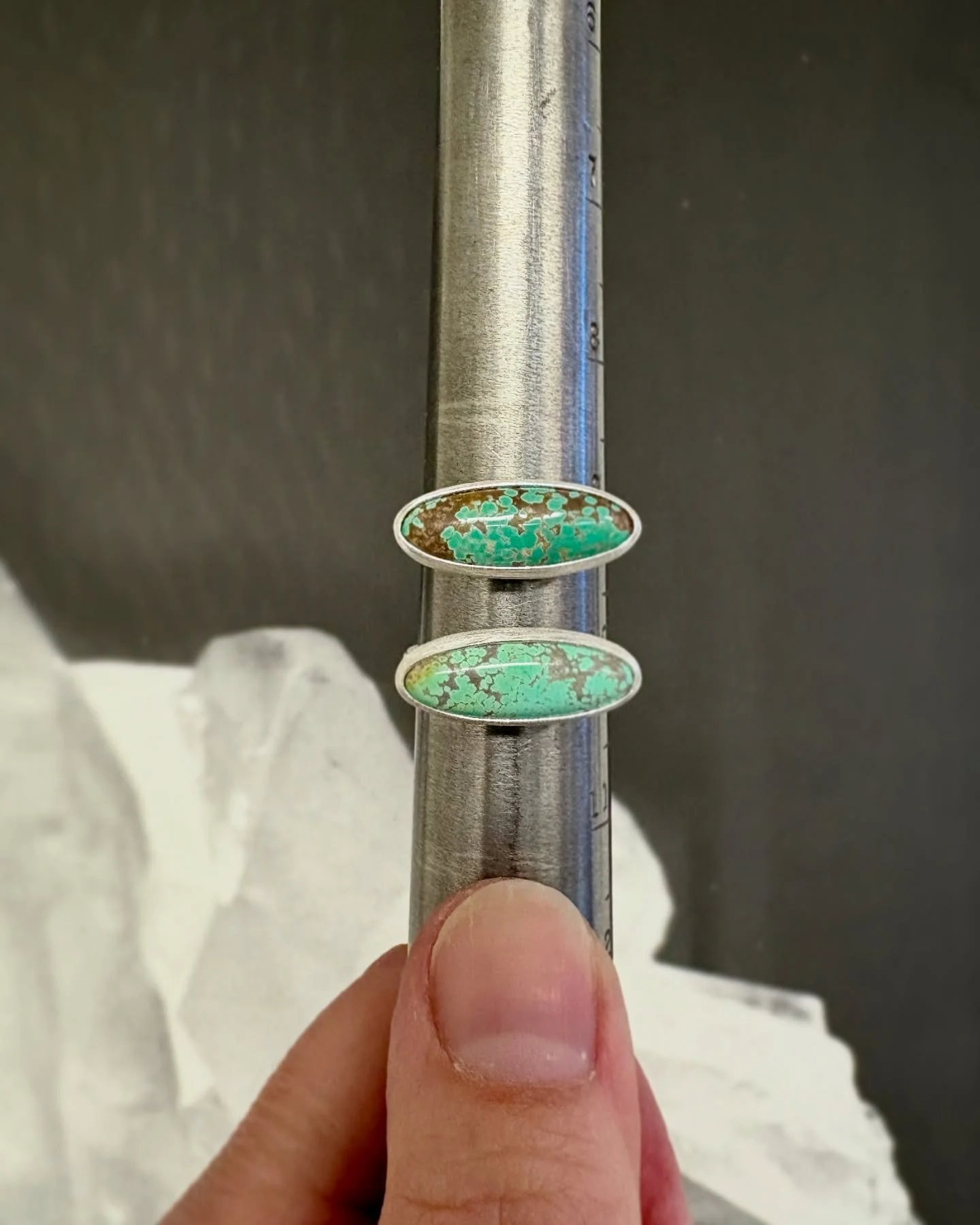 A couple of slowmade cuties! Crafted from sterling silver and Carico Lake Turquoise, they&rsquo;re giving spring/summer vibes! If you live in the Midwest, you know we&rsquo;re currently in &ldquo;Spring of Deception&rdquo; mode with 75&deg; days this