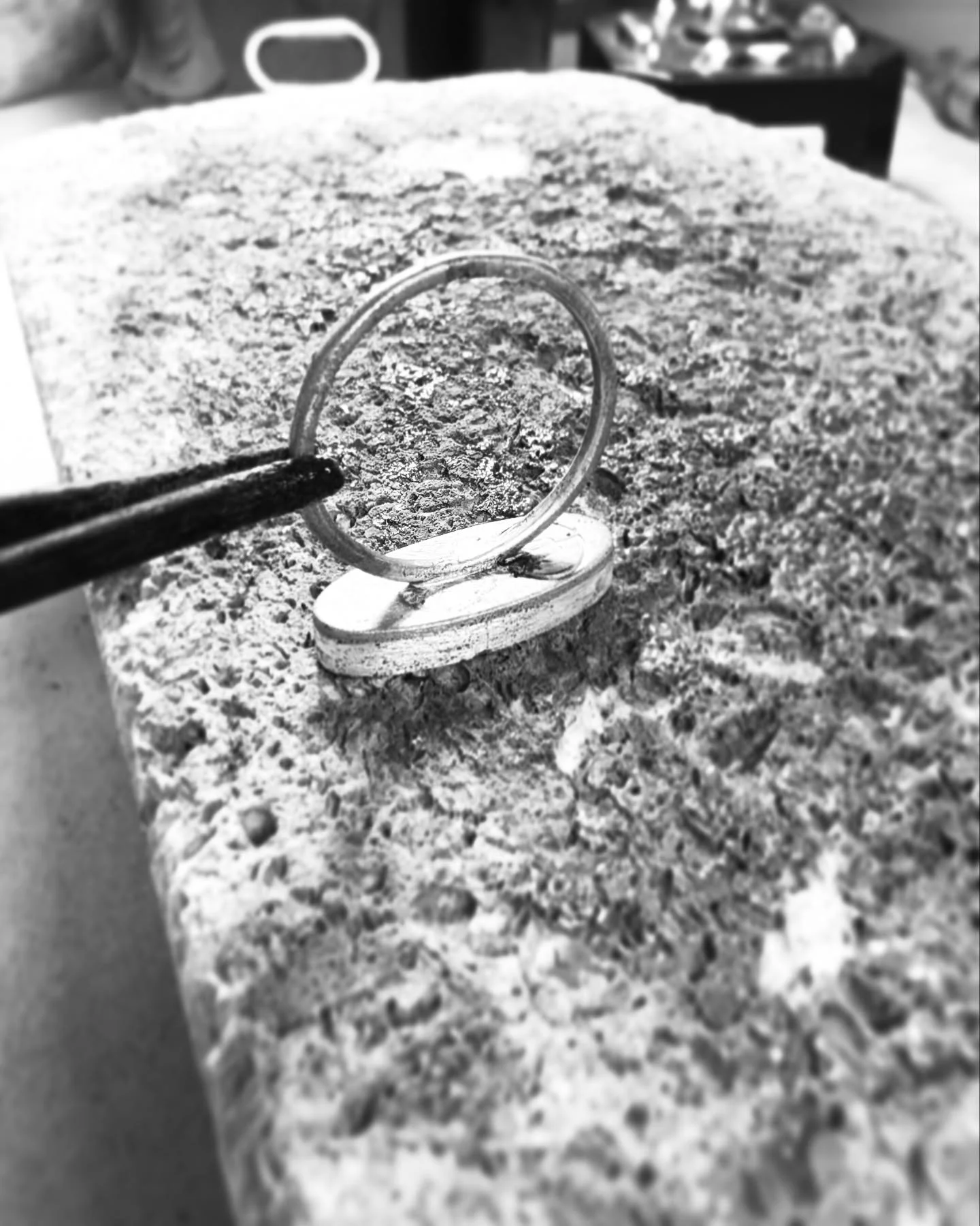 Spending some quality time in my studio on this rainy evening. I tuned into the @wellnessformakers workshop on The Art of Joyful Movement while fabricating this ring. What a lovely and informative session; and a great reminder to build movement into 