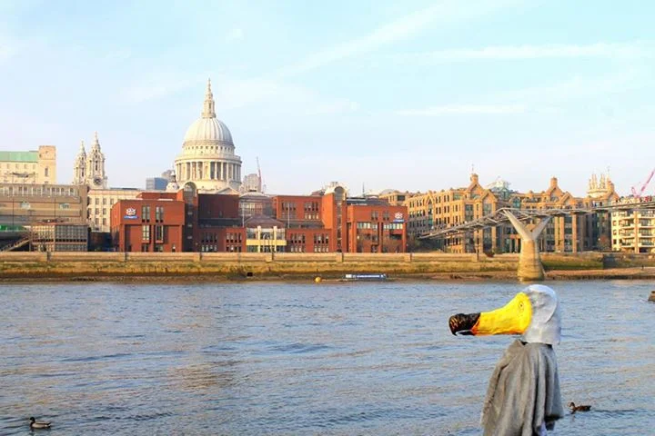 Jude Cowan Montague creates a performance about the Dodo bird on the Thames River in London (England) on Mauritius' independence day (March 12).