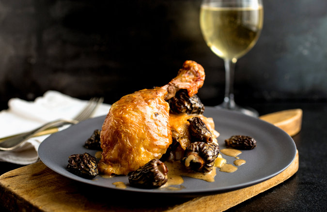 Chicken La Tulipe is a good date-night choice: fancy looking but free of any major prep headaches. Cleaning up the mess? Do it together. Credit Andrew Scrivani for The New York Times