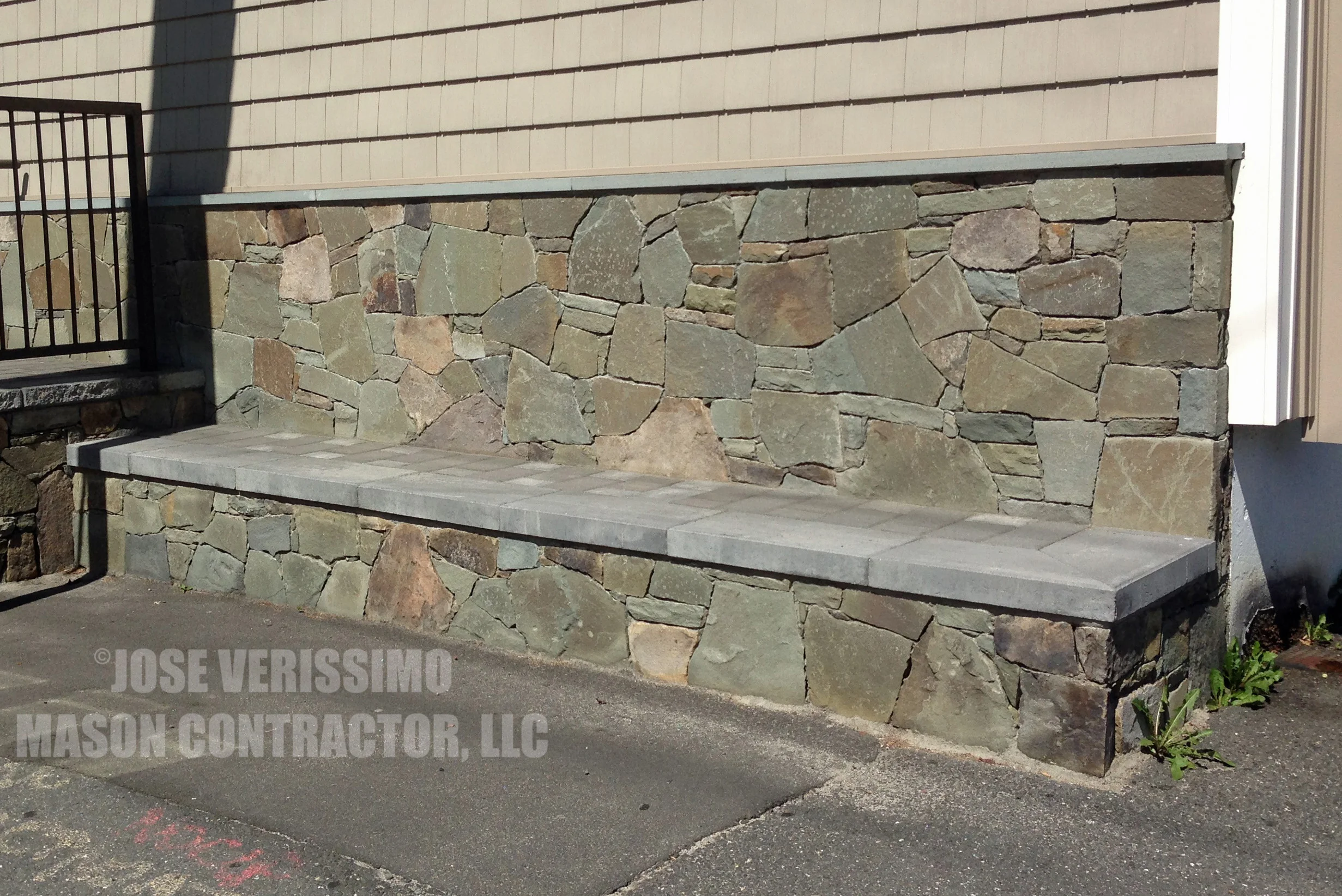 Natural Stone Wall With Bench