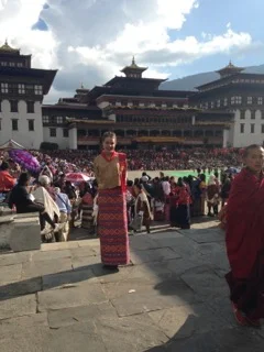 Sommer Harris at a Tsichu (festival) in Bhutan